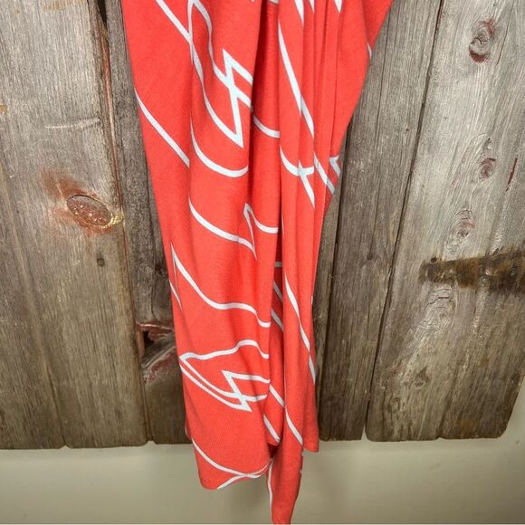 Bel Kazan Fidel Dress in Coral Zig Zag Midi Kimono size XS - Picture 6 of 13